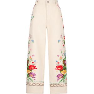 Valentino Garavani, Dames, Broeken, Beige, Maat: W25 Denim,