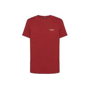 Balmain Flock T-shirt , Red , Heren , Maat: 2XL