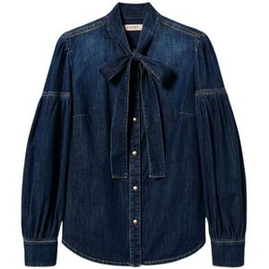 Twinset, Dames, Blouses & Shirts, Blauw, Maat: XS Katoen,