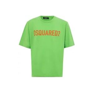 Dsquared2 Elektrisch groene katoenen T-shirt voor mannen , Green , Heren , Maat: M