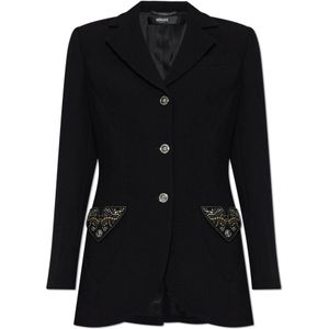 Versace, Dames, Jassen, Zwart, Maat: 2XS Wol,