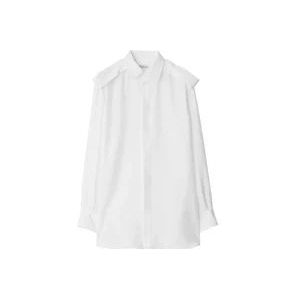 Burberry Witte Zijden Shirt Epauletten Lange Mouwen , White , Dames , Maat: 3XS