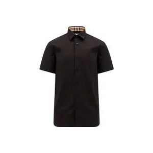 Burberry Biologisch katoenen shirt met logoborduursel , Black , Heren , Maat: M