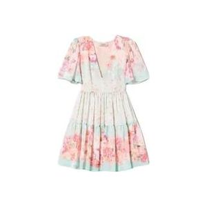 Twinset Korte jurk met bloemen- en sterrenprint , Multicolor , Dames , Maat: 2XS