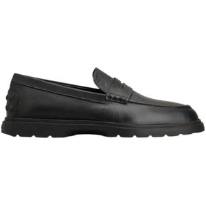 Tod's Zwarte leren mocassin met rubberen zool , Black , Heren , Maat: 40 EU