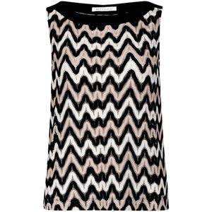Betty & Co - Gestructureerd Shirt - Zigzagpatroon - Mouwloos - Materiaalmix