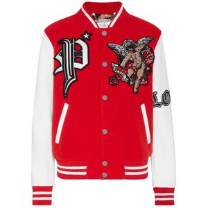Philipp Plein - Bomberjack - Rood - Wol en Kalfsleer