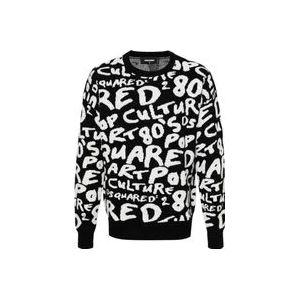Dsquared2 Zwart/Wit Crew-Neck Sweater , Multicolor , Heren , Maat: L