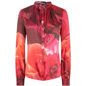 Roberto Cavalli, Dames, Blouses & Shirts, Rood, Maat: 2XS Zijde,