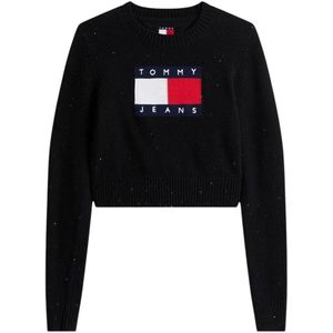Tommy Jeans - TJW Sparkle Flag Swe - Gebreide Trui - Zwart - Dames