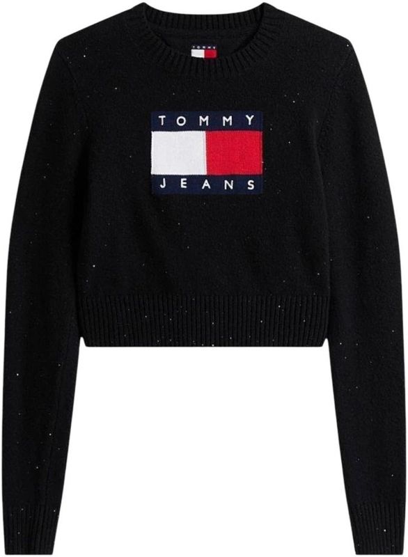 Tommy Jeans - TJW Sparkle Flag Swe - Gebreide Trui - Zwart - Dames