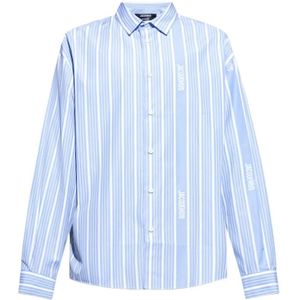 Jacquemus, Heren, Overhemden, Blauw, Maat: L Polyamide,