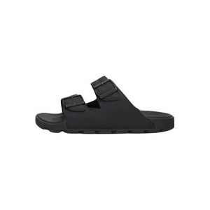 Woolrich Zwarte Gesp Leren Sandalen , Black , Dames , Maat: 36 EU