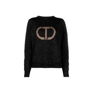 Twinset Lurex Sweater Jumpsuit met Oval T , Black , Dames , Maat: XS