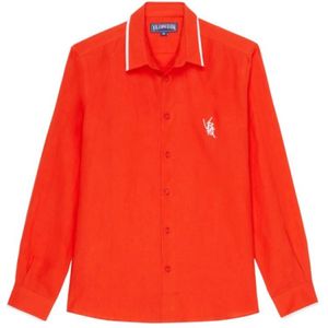 Vilebrequin, Heren, Overhemden, Rood, Maat: XL Linnen,