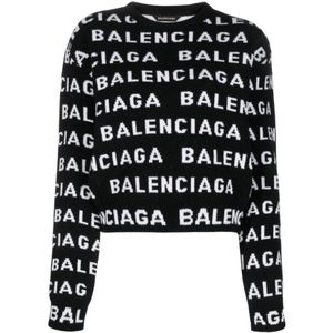 Balenciaga, Dames, Truien, Zwart, Maat: L Wol,