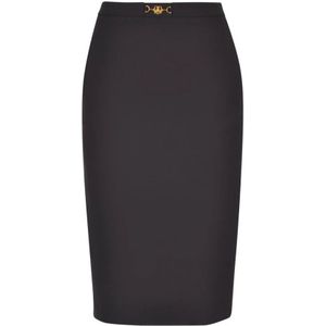 Elisabetta Franchi, Dames, Rokken, Zwart, Maat: M Leer,