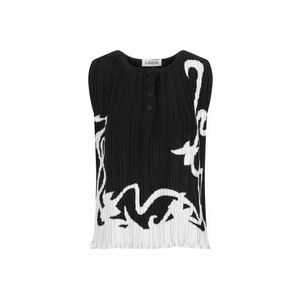 Lanvin Zwarte Geplooide Mouwloze Top , Multicolor , Dames , Maat: S