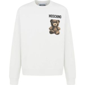 Moschino, Heren, Sweatshirts & Hoodies, Wit, Maat: S Katoen,