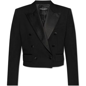 Dolce & Gabbana, Dames, Jassen, Zwart, Maat: XS Zijde,