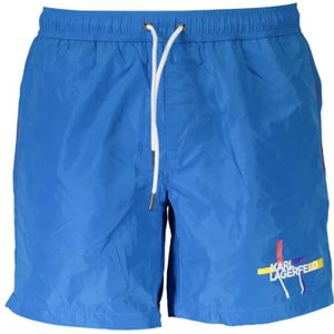 Karl Lagerfeld - Blauwe Polyester Zwemkleding - Heren - Medium - Zwemboxer