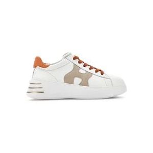 Hogan Rebel Witte Leren Sneakers met Beige Suède H Detail , White , Heren , Maat: 37 1/2 EU