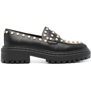 Twinset Zwarte platte loafers met pareldetails , Black , Dames , Maat: 38 EU