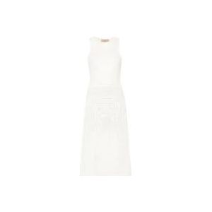 Twinset Witte Gebreide A-Lijn Jurk , White , Dames , Maat: XS