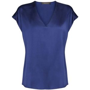 Elena Mirò, Dames, Blouses & Shirts, Blauw, Maat: M Satijn,