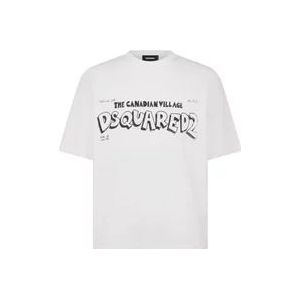 Dsquared2 Canadees Dorp T-Shirt , White , Heren , Maat: 2XL