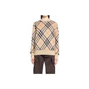 Burberry Handtekening Check Wolmix Sweater , Beige , Dames , Maat: S