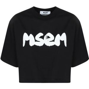 Msgm, Dames, Tops, Zwart, Maat: XS Katoen,