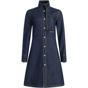 Patou, Dames, Jurken, Blauw, Maat: S Denim,