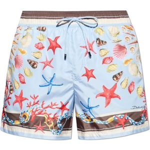 Dolce & Gabbana - Printed Zwemshorts - Blauw - Synthetisch