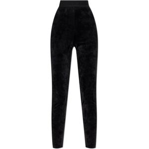 Versace Jeans Couture, Dames, Broeken, Zwart, Maat: M Velours,