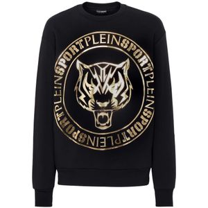 Plein Sport, Heren, Sweatshirts & Hoodies, Zwart, Maat: XS Katoen,