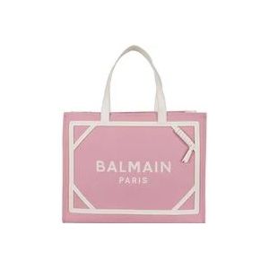 Balmain Rose Creme Canvas Shopper Tas , Pink , Dames , Maat: ONE Size