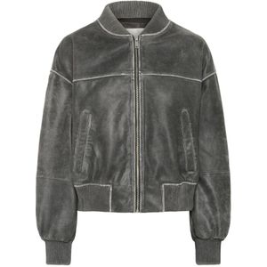 My Essential Wardrobe, Dames, Jassen, Grijs, Maat: XS Leer,