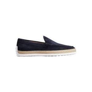 Tod's Blauwe Suède Instap Sandalen met Raffia Weving , Blue , Heren , Maat: 40 1/2 EU