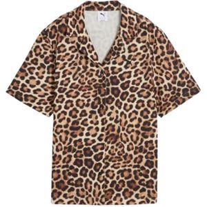 Blouse - Leo Luxe - Klassieke Blouse - Dierenprint - Revers Kraag, Knoopsluiting, Borduursels