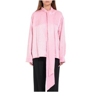 Msgm, Dames, Blouses & Shirts, Roze, Maat: L Satijn,