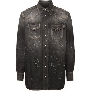 Philipp Plein, Heren, Overhemden, Grijs, Maat: M Denim,