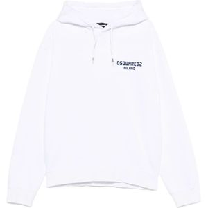 Dsquared2 - Witte en Marineblauwe Sweatshirt - Heren - Katoen