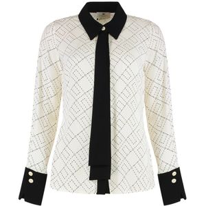 Elisabetta Franchi, Dames, Blouses & Shirts, Wit, Maat: XS Leer,