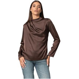 Kocca, Dames, Blouses & Shirts, Bruin, Maat: XL Satijn,