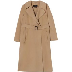 Max Mara Studio, Dames, Mantels, Beige, Maat: 2XS Wol,