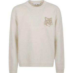 Maison Kitsuné, Heren, Truien, Wit, Maat: L Wol,