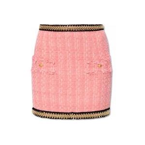 Balmain Tweed rok , Pink , Dames , Maat: 2XS