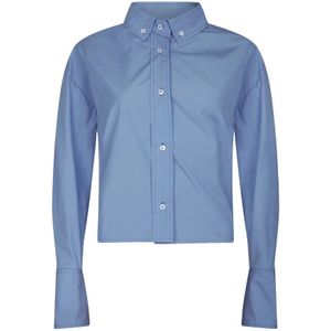 Loulou Studio, Dames, Blouses & Shirts, Blauw, Maat: M Katoen,