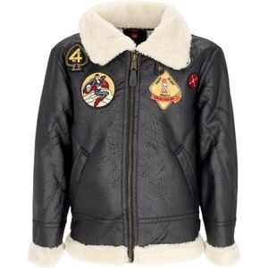 Alpha Industries, Heren, Jassen, Zwart, Maat: S Leer,
